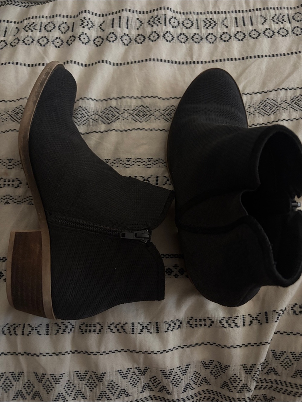 kenzie Charcoal Gray Textured Ankle Booties with Side Zip and Low Heel